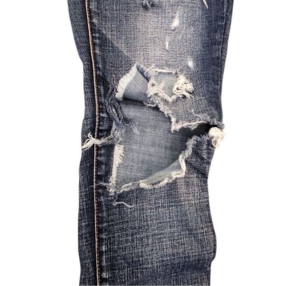 AMERICAN EAGLE Jegging Super Stretch Jeans Size 4 Destroyed Distressed Dark Blue - Picture 12 of 15